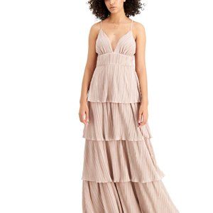 Floor length tiered pink /champagne dress. Perfect for prom or outdoor wedding